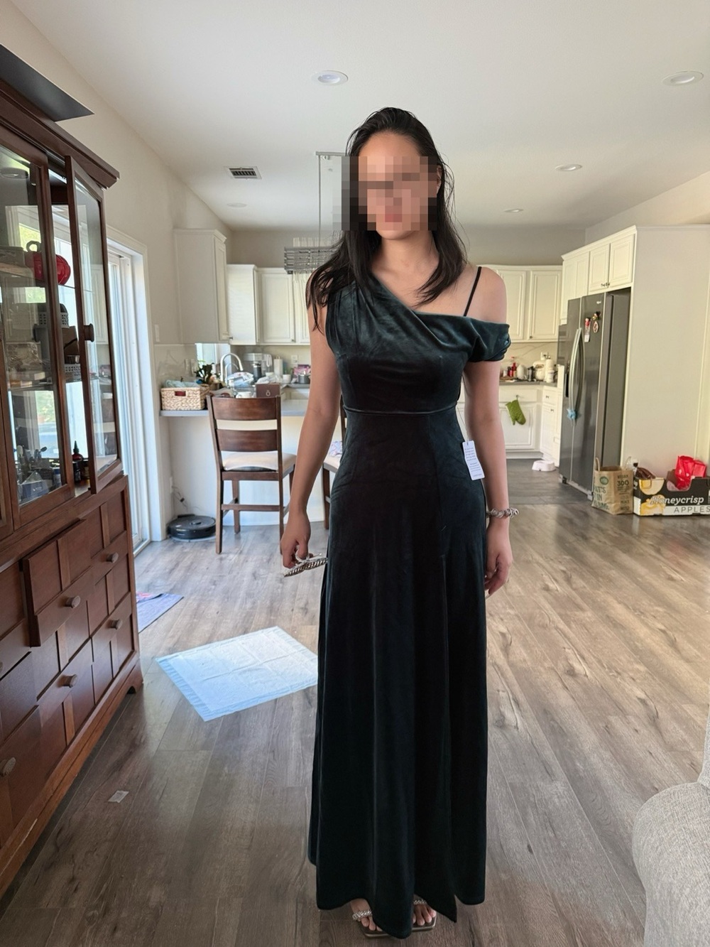 Lulu's One-Shoulder Velvet Maxi Dress - Deep Green